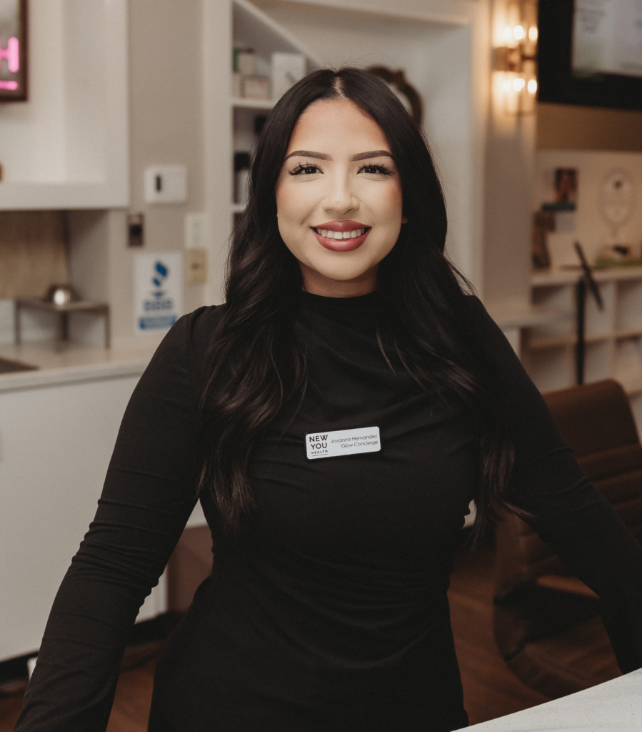 Jovanna is the friendly face who’ll greet you at the front desk and the helpful voice behind the phone when you call New You Health. Whether you’re booking an appointment, curious about one of our services, or just not quite sure where to start—she’s your go-to gal. With a passion for making every visit feel seamless and stress-free, Jovanna keeps things running smoothly so you can focus on feeling your best. Questions? She has answers (and probably a great skincare tip or two). PS: Jovanna is also fluent in Spanish!