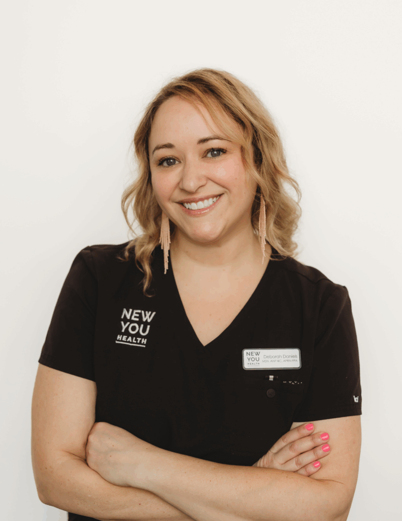 Deborah is the founder and Chief Wellness Officer at New You Health, where she blends clinical excellence with a deep passion for helping others feel their absolute best. As an advanced nurse practitioner, she offers a wide range of aesthetic and wellness services—including injectables, microneedling, hormone support, and weight loss guidance. Her patient-first philosophy and warm approach make her a trusted provider for clients seeking both results and a deeper sense of confidence. Whether you’re here for Botox or a full-body wellness plan, Deb is dedicated to helping you look and feel empowered.